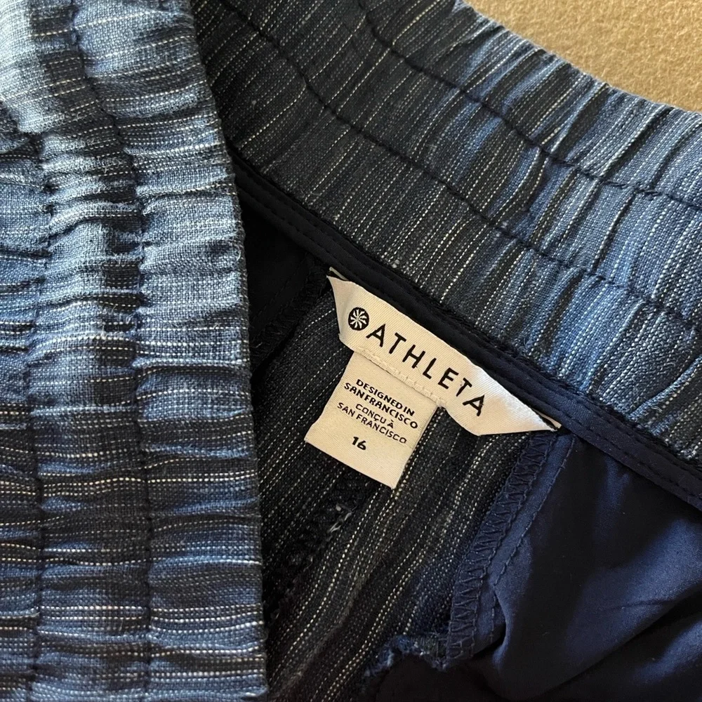 Athleta Cabo Linen Blue Wide-Leg Pants - Picture 7 of 15